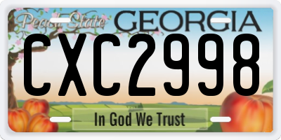 GA license plate CXC2998