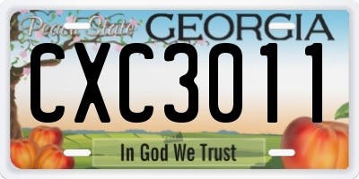 GA license plate CXC3011