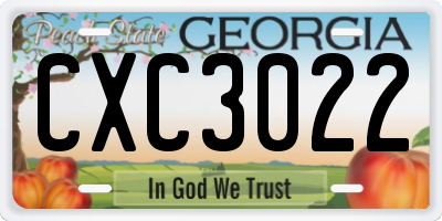 GA license plate CXC3022