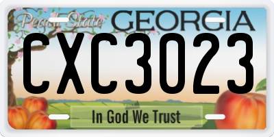 GA license plate CXC3023