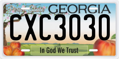 GA license plate CXC3030