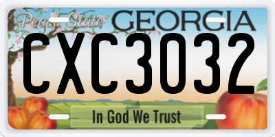 GA license plate CXC3032