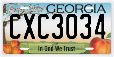 GA license plate CXC3034
