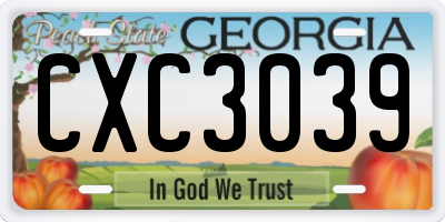 GA license plate CXC3039