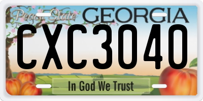 GA license plate CXC3040