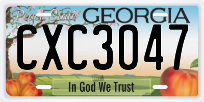 GA license plate CXC3047