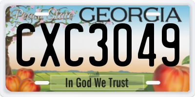 GA license plate CXC3049