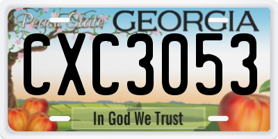 GA license plate CXC3053