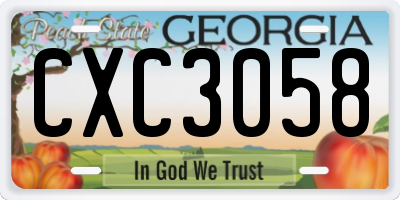 GA license plate CXC3058
