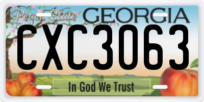 GA license plate CXC3063