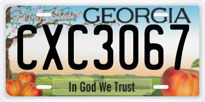 GA license plate CXC3067