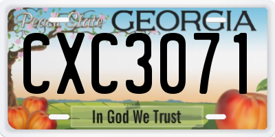 GA license plate CXC3071