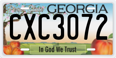GA license plate CXC3072