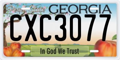 GA license plate CXC3077