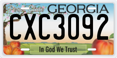 GA license plate CXC3092