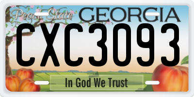 GA license plate CXC3093