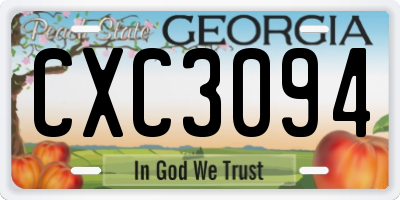 GA license plate CXC3094