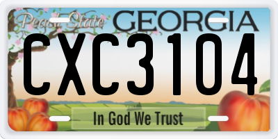 GA license plate CXC3104