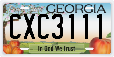 GA license plate CXC3111