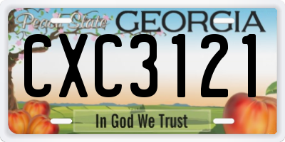 GA license plate CXC3121