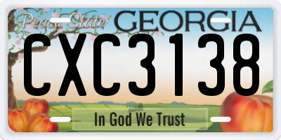 GA license plate CXC3138