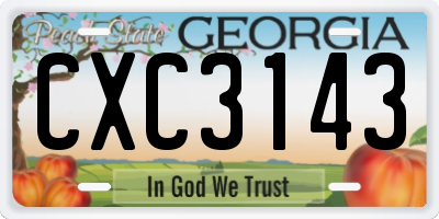 GA license plate CXC3143
