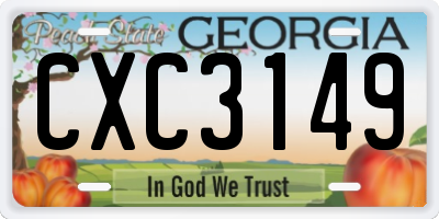 GA license plate CXC3149