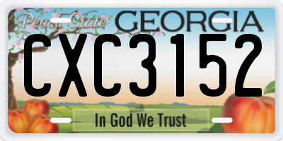 GA license plate CXC3152