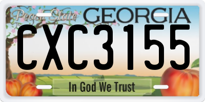 GA license plate CXC3155