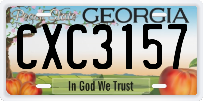 GA license plate CXC3157