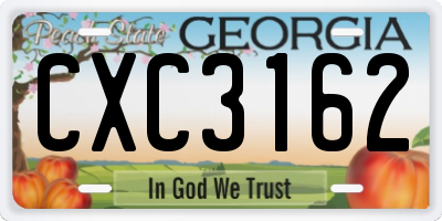 GA license plate CXC3162