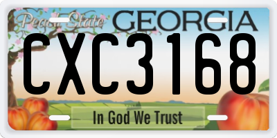 GA license plate CXC3168