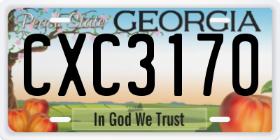 GA license plate CXC3170