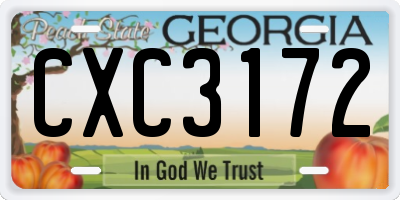 GA license plate CXC3172