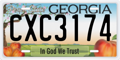 GA license plate CXC3174