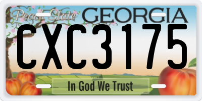 GA license plate CXC3175