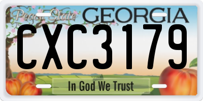 GA license plate CXC3179