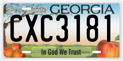 GA license plate CXC3181