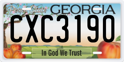 GA license plate CXC3190