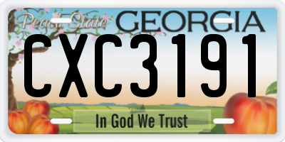 GA license plate CXC3191