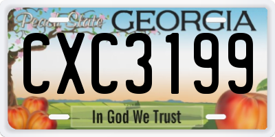 GA license plate CXC3199