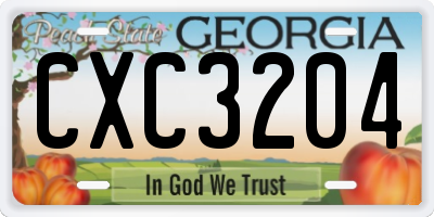 GA license plate CXC3204