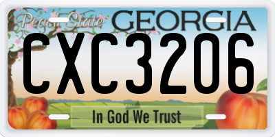 GA license plate CXC3206