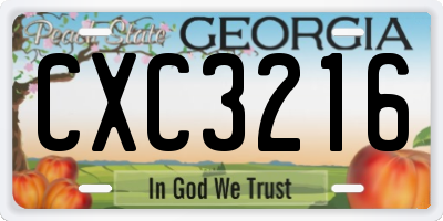 GA license plate CXC3216