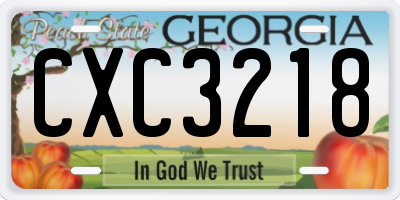GA license plate CXC3218