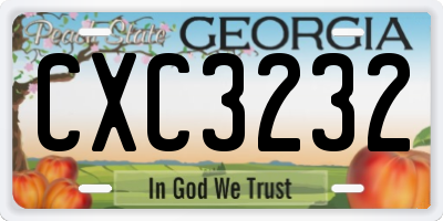 GA license plate CXC3232