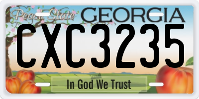 GA license plate CXC3235