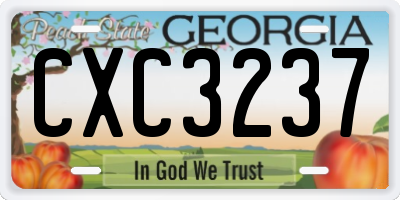 GA license plate CXC3237