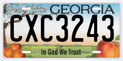 GA license plate CXC3243