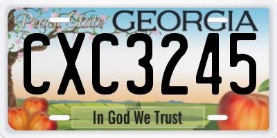 GA license plate CXC3245